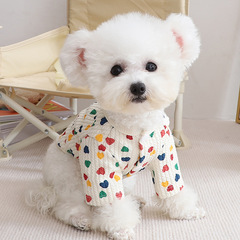 跨境直销新款宠物狗两脚衣小型犬秋冬装衣服加厚保暖韩系爱心开衫