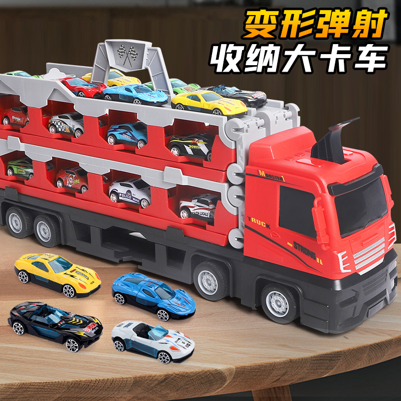 Cross-border new children's storage container engineering truck deformation big truck boy alloy car model toy gift