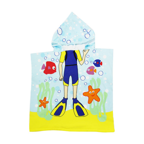 Children's bath towel hooded cloak cloak hooded bathrobe swimming beach absorbent quick-drying bathrobe beach towel foreign trade