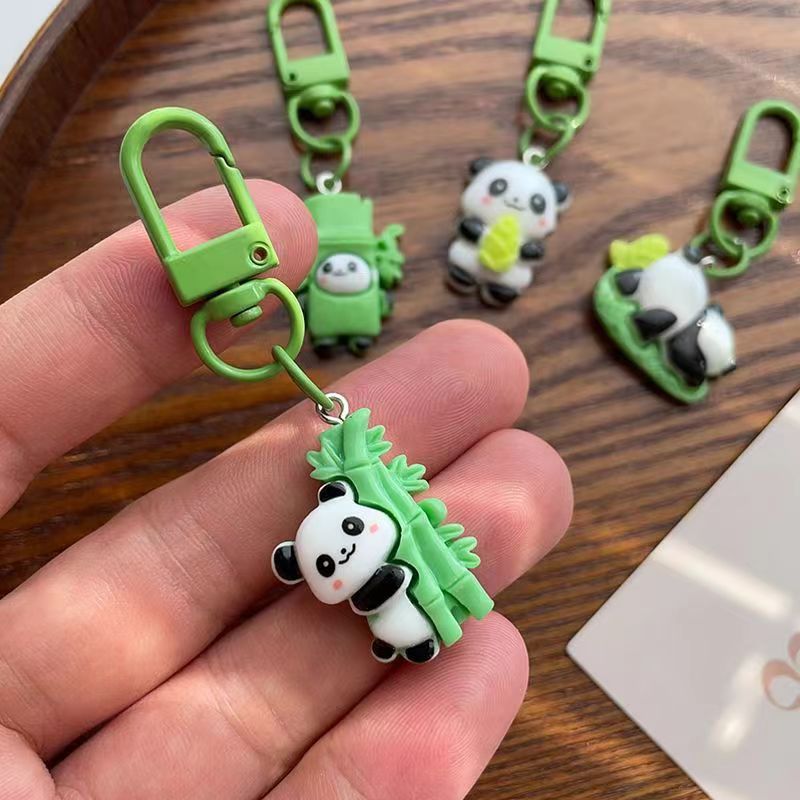 Caricatura panda bambú llavero auriculares accesorios colgantes accesorios para niñas DIY pareja amigos pequeños regalos