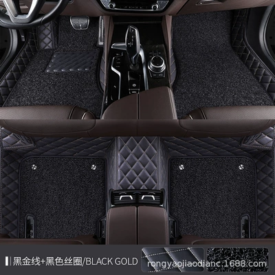 Modelə uyğun ayaqaltı, XPE car special foot mat fully - double-wire-ring-xpe-foot-pad-black-gold-wire-black-wire-ring