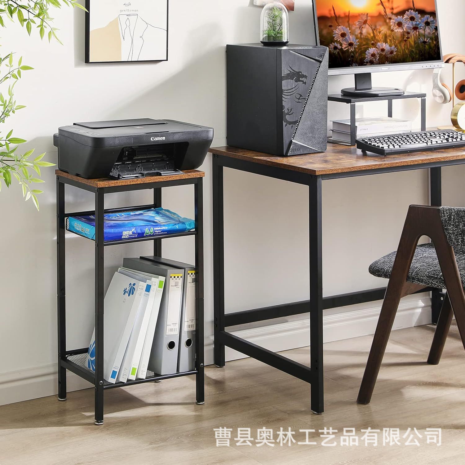 Transfronterizo personalizado dormitorio mesas laterales sala de estar mesas laterales de hierro forjado tres capas mesas laterales con estanterías de almacenamiento super fábrica