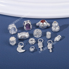 批发S925银法棍猫DIY饰品配件珠宝配件银饰手串diy配件隔珠吊坠