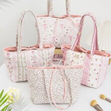 2025新款托特包棉布小花绗缝收纳包手提包女士化妆品收纳箱包工厂