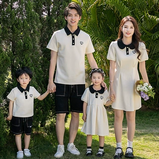 网红韩版母女亲子装2026夏装新款洋气女童连衣裙親子全家服摄影服