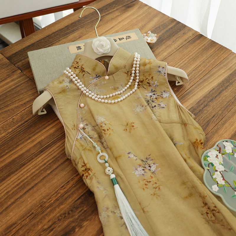 Elegant summer retro cheongsam sleevless