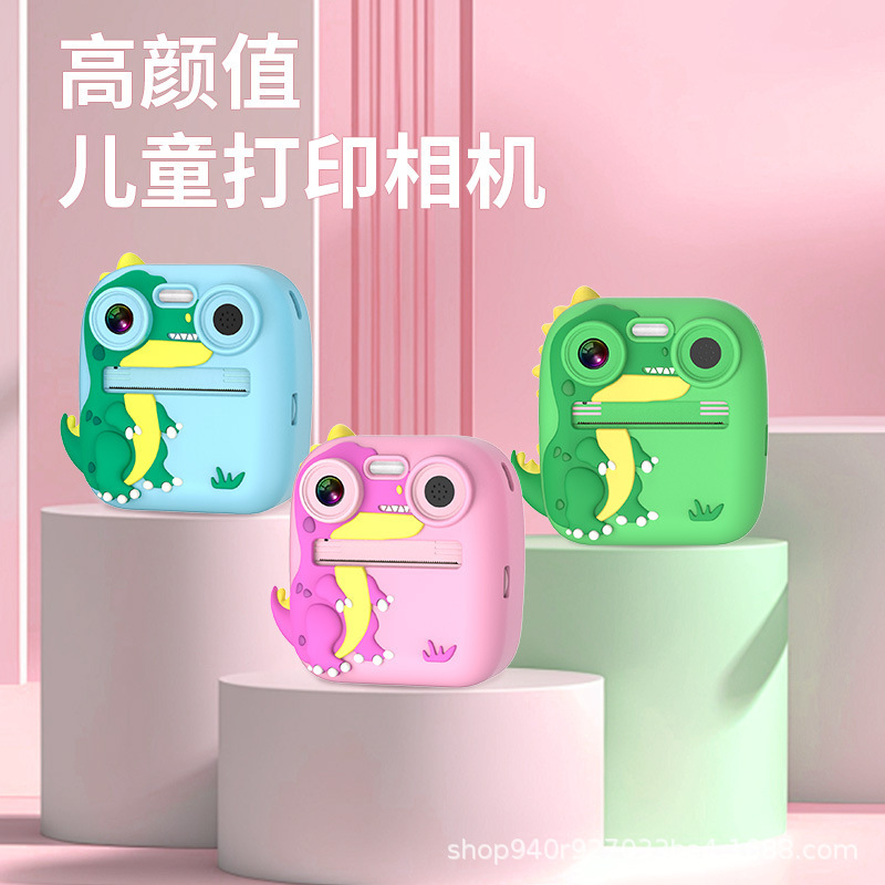 New anti-fall children's raccoon camera HD photo video printing camera toys cross-border D12