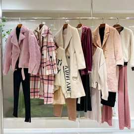 深圳原创设计师品牌女装折扣23高端商场撤柜货源冬季时尚毛呢外套
