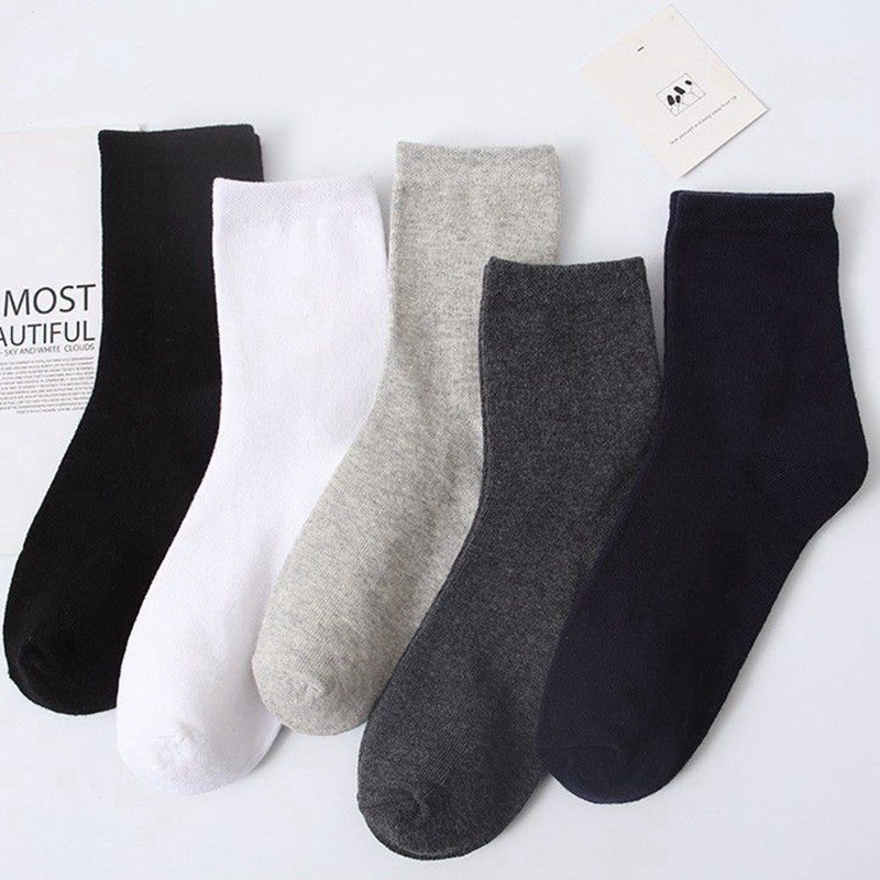 Socks men's socks breathable sweat-absorbent deodorant spring and summer solid color black and white business casual men's cotton socks wholesale