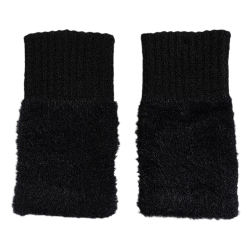 Guantes de medio dedo estilo coreano Otoño e Invierno engrosado guantes de lana de punto cálido de las mujeres simple dedo abierto estudiante