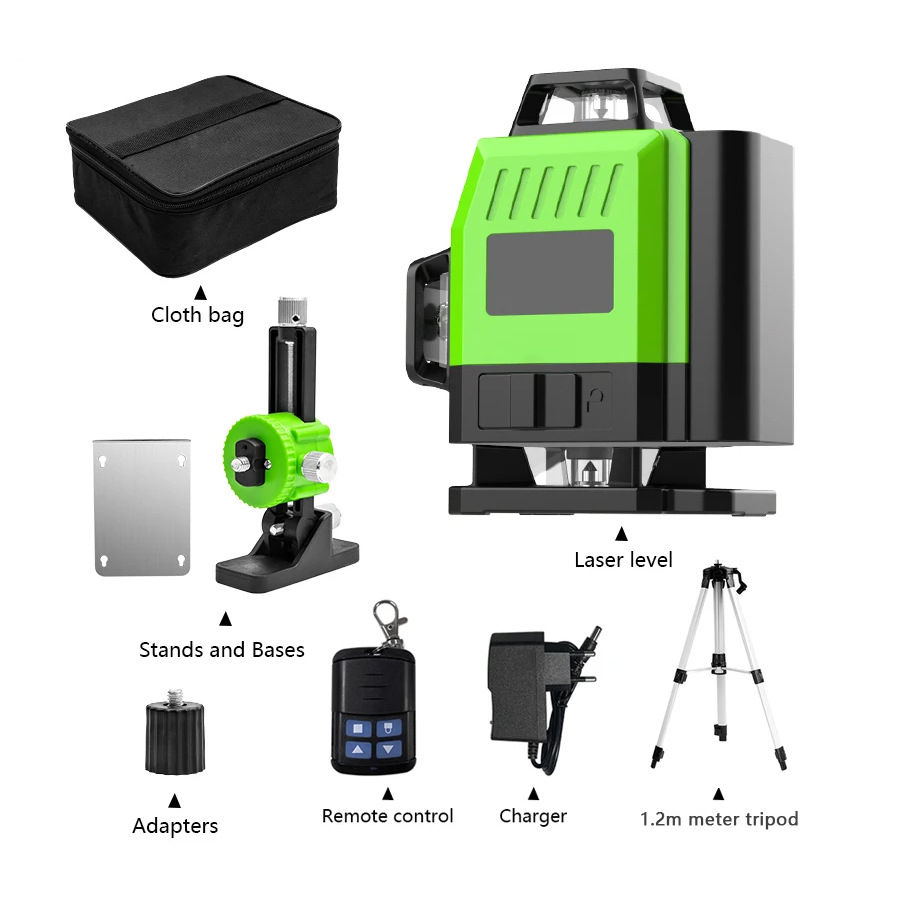 16 líneas mini nivel láser luz verde automática línea de tierra instrumento de nivel de luz fuerte visible interior y exterior