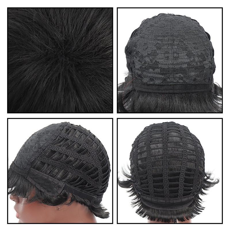 外国貿易のかつら欧米のファッションのショートヘアの女性のアフリカのふわふわしている短いカールの頭カバーの化学繊維の構造の頭カバーの越境のかつら|undefined