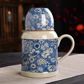 汝窑小暖壶马克杯中式陶瓷办公杯便携式茶杯商务伴手礼定制logo杯