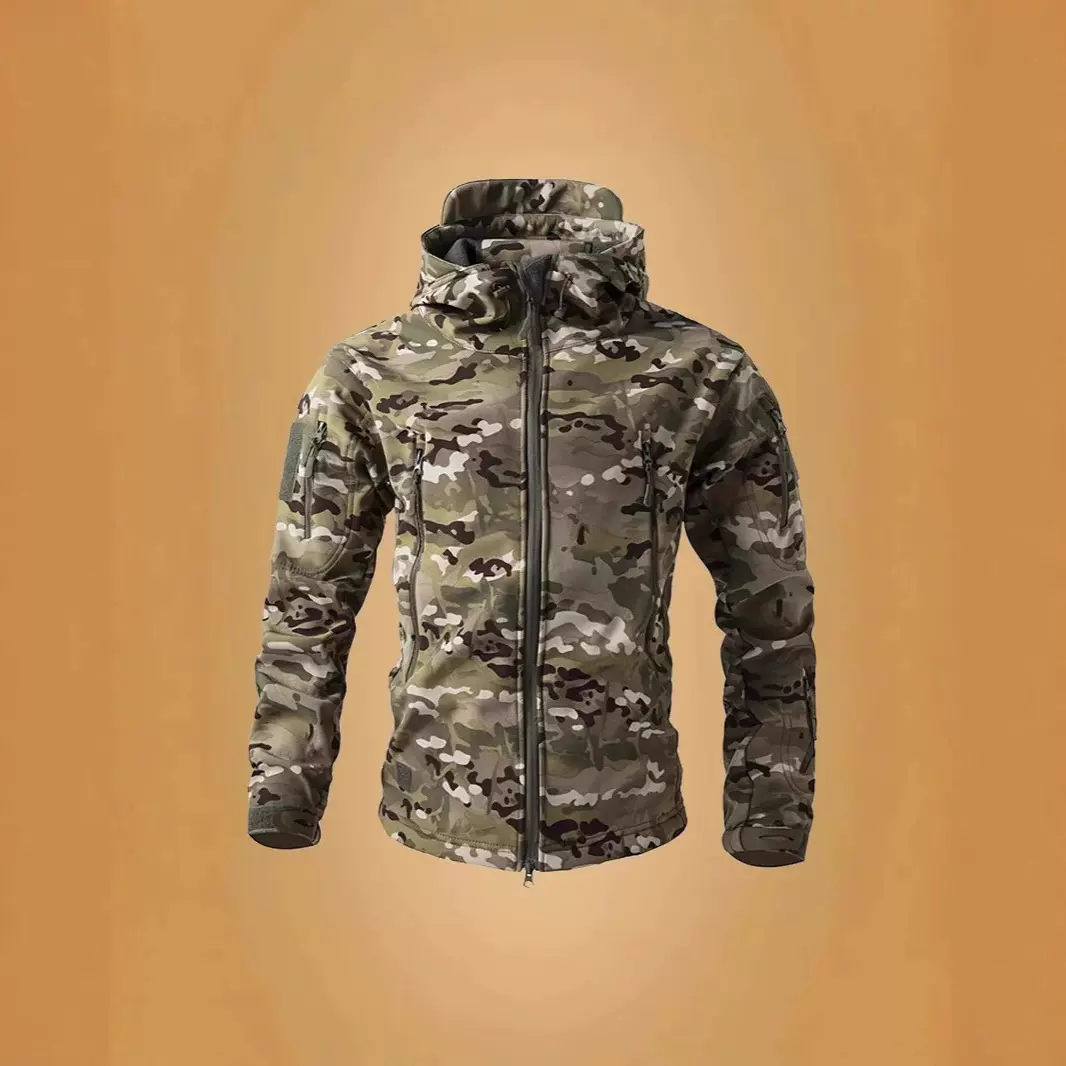 跨境尺码专业级战术军蟒纹冲锋衣外套男软壳夹克战术保暖加绒防水