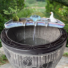 6S70批发流水摆件循环水系统古法养鱼缸过滤造景搭配石槽瓦缸水池