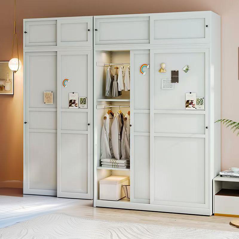 Sliding Door Wardrobe Household Iron Cabinet Steel Wardrobe Pressed Lockless Partition Can Be Moved up and down 580 Deep Top Cabinet