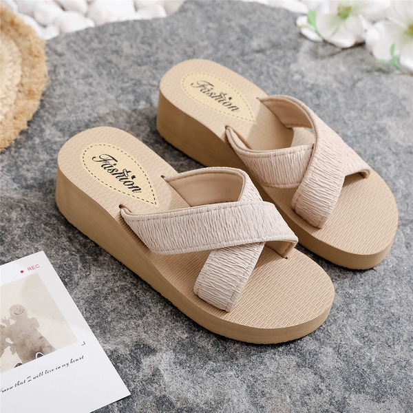 ethnic solid color casual fashionable women's slippers platform