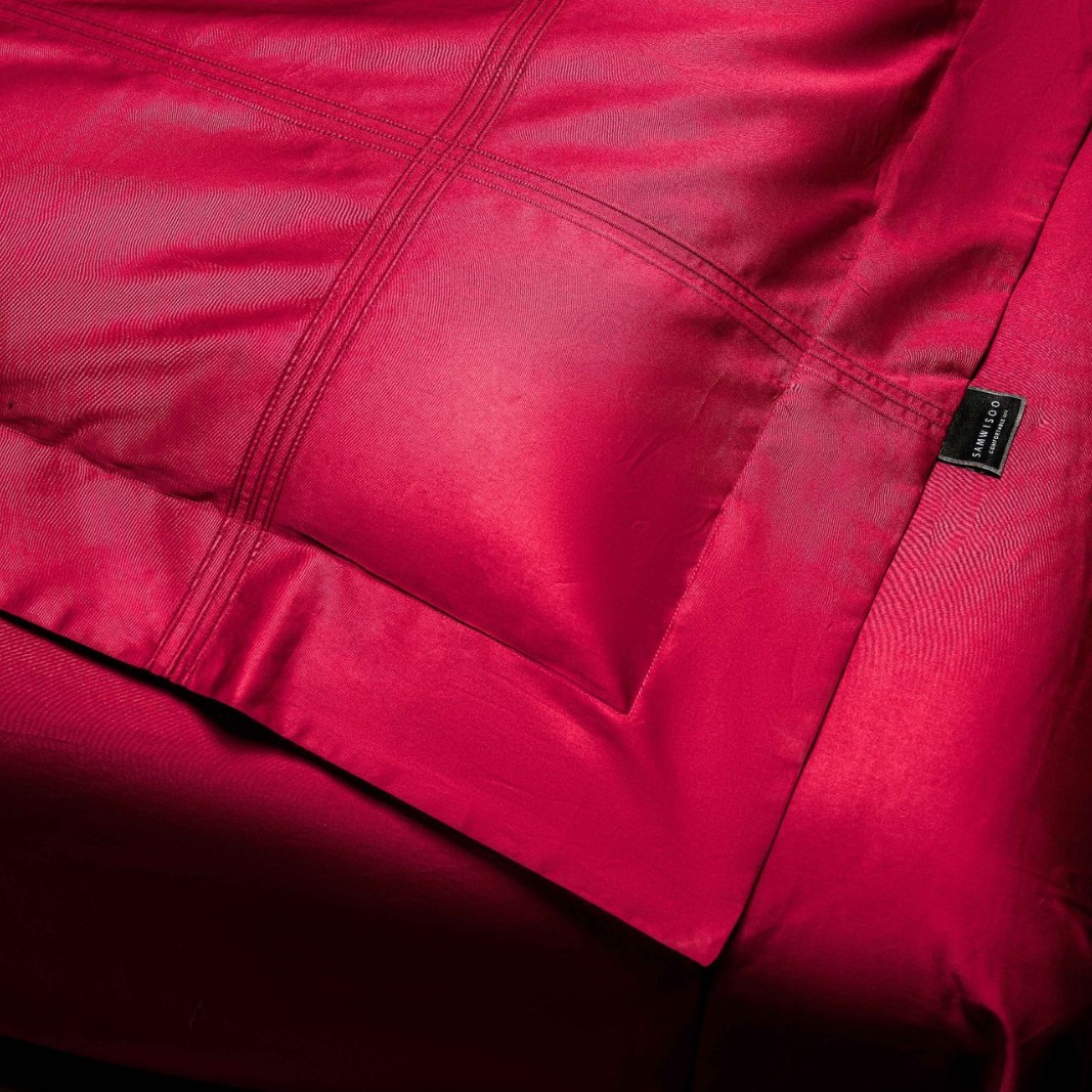 Completo letto 4 pezzi in cotone a fibra lunga rosso con scatola_voghion.com
