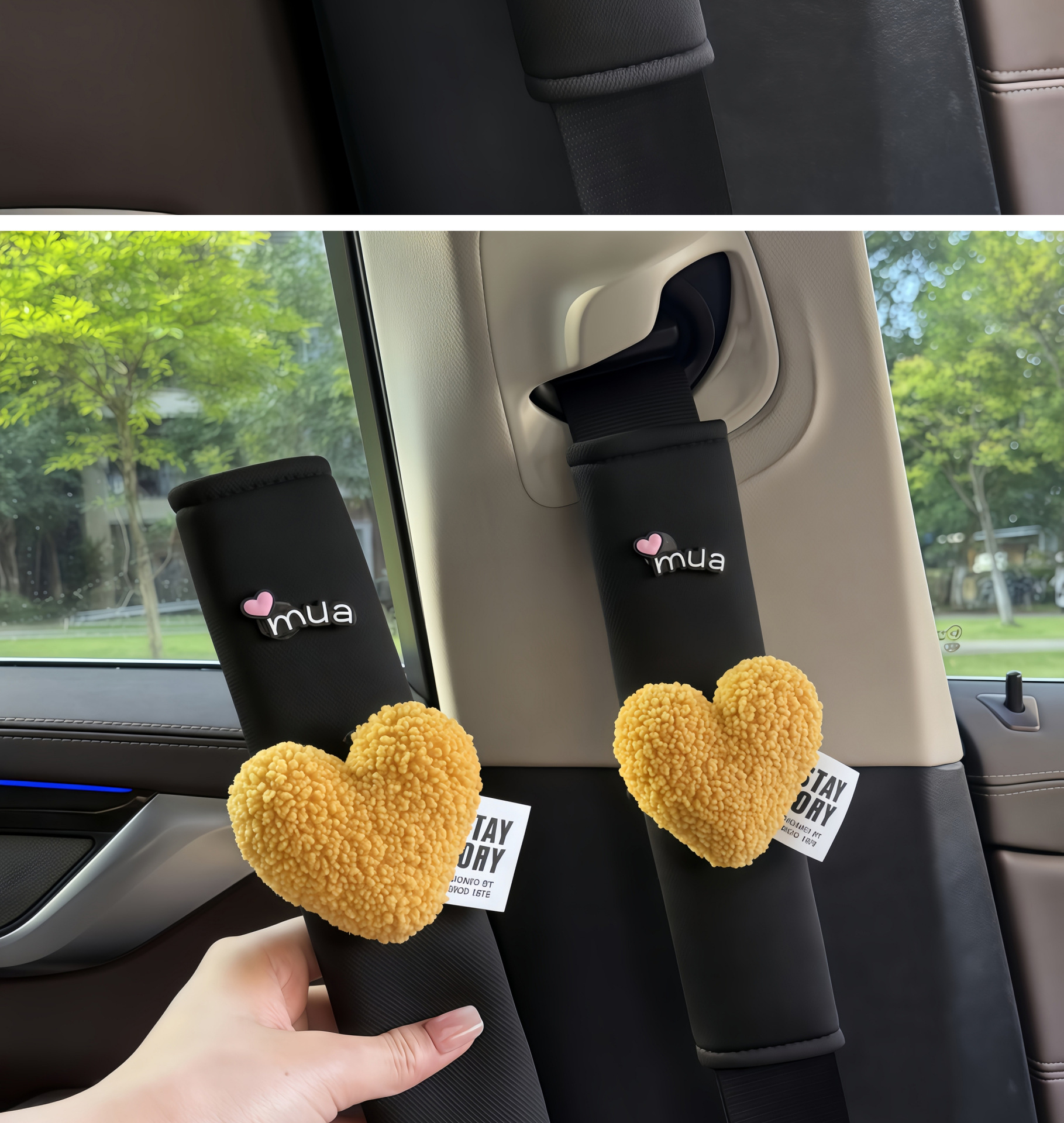 Seat Belt Shoulder Protector, Soft Anti-Wear Clothing, Breathable Anti-Strangle Shoulder Safety Belt Protective Cover, Universal Car Heart Decoration