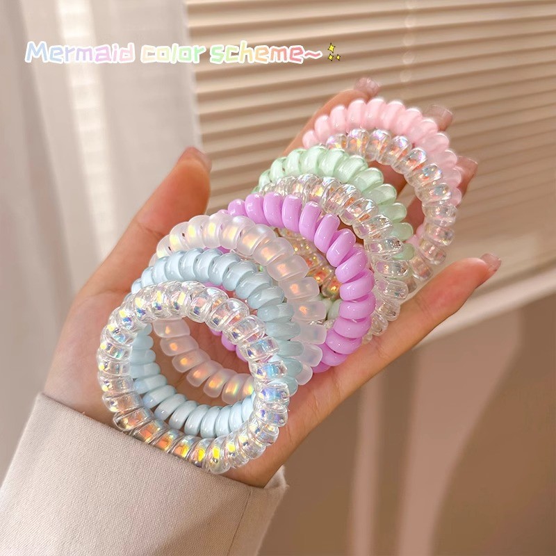 2026 línea telefónica de verano anillo de cabello cuerda de cabello de mujer cuerda de cabeza de color gelatina transparente correa de correa de cabello de mujer brazalete de cola de caballo