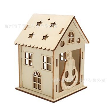 跨境万圣节木制南瓜屋工艺品 儿童DIY3D彩绘南瓜屋家居摆件装饰品|undefined