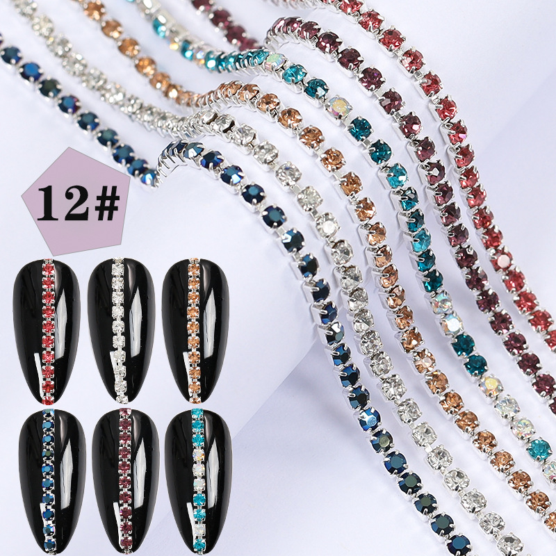 Super Value Six Packaging Japanese Style Creative Nail Decorative Chain Pearl Rhinestone Chain Nail Metal Color Retention Chain Wholesale display picture 11