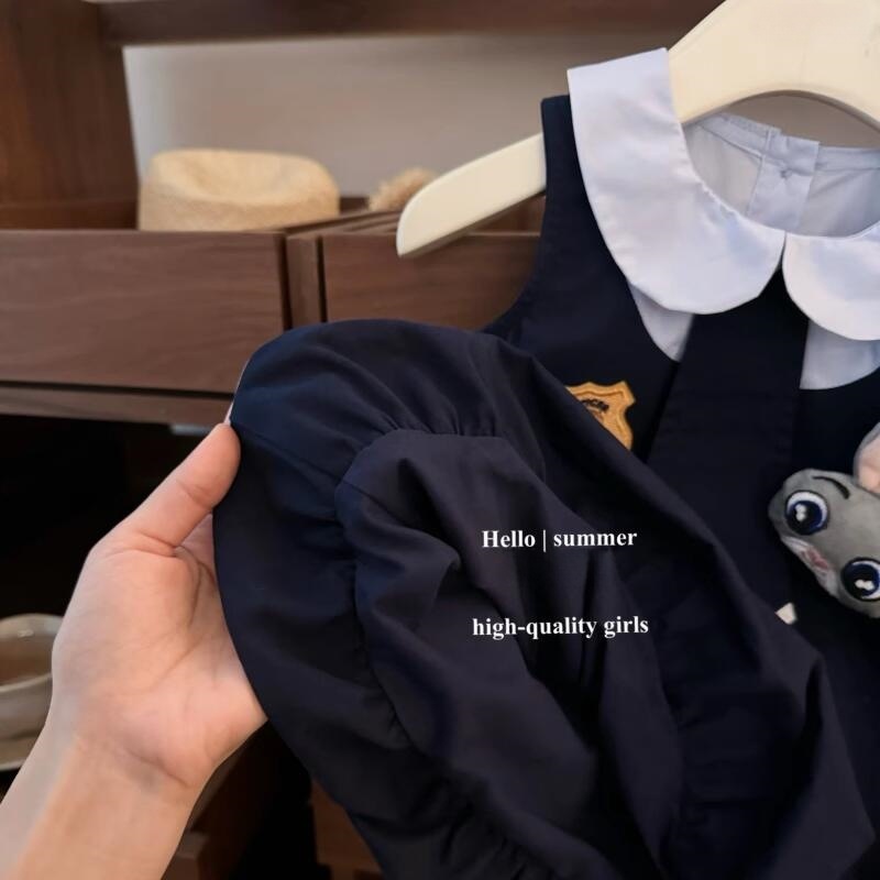 [Xianning Seven] Original cos Conejo Oficial de policía Bebé Jk Cute Doll Collar Estilo universitario Falda de botones florales