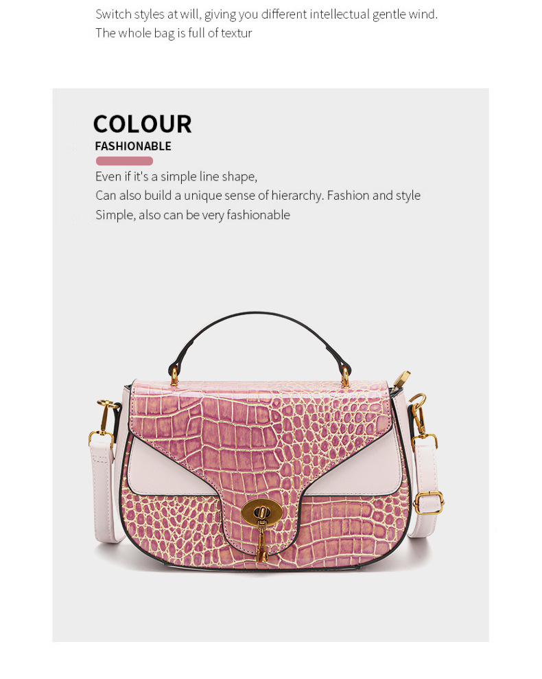 Women's Saddle Bag With Contrast Colour Stone Pattern Design_voghion.com