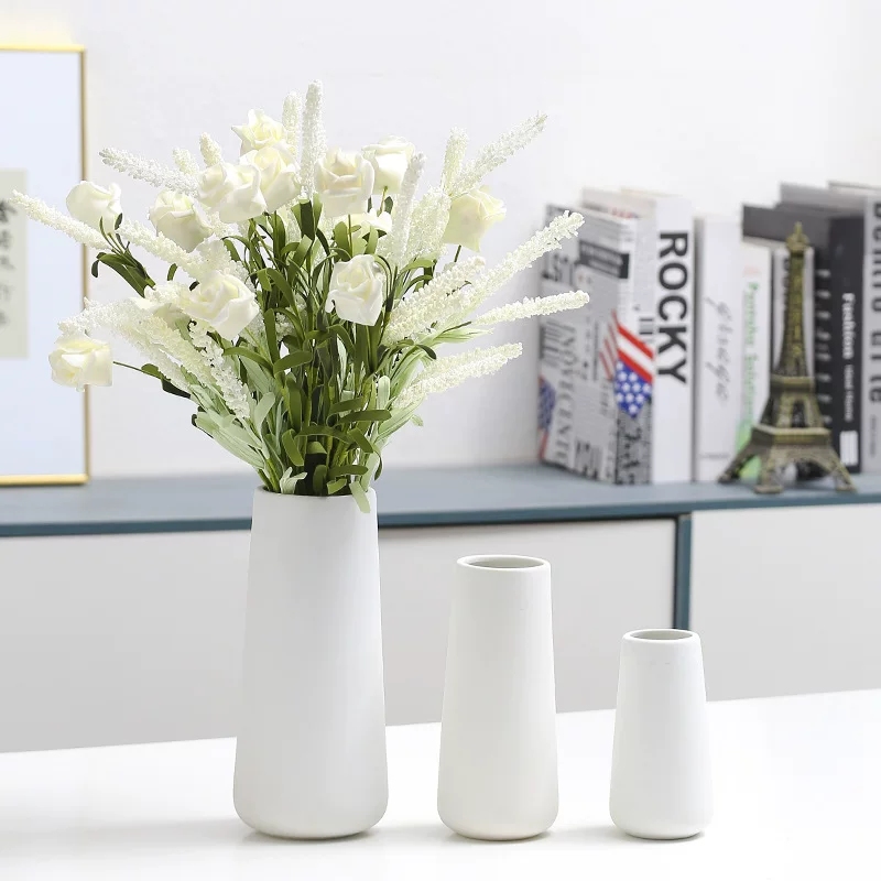 Nordic Creative Simple White Ceramics Vase Living Room Table Model Room Porch Decoration Swing Flower Set