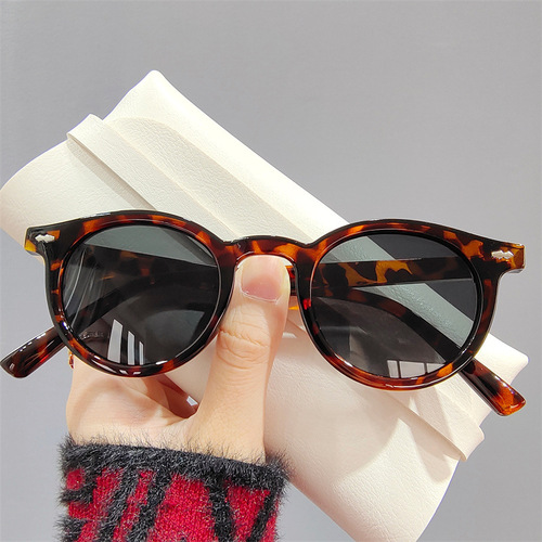 High-end Korean-style Instagram women's retro round-frame colored personalized slimming sunglasses couple's sun glasses