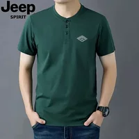 Рубашка JEEPSPIRITT, весенне-летняя мужская тонкая футболка с короткими рукавами и воротником, модная свободная футболка среднего возраста с половиной рукавов