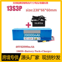 48V 13S3P 锂离子电池组带BMS的54.6V电动自行车电动滑板车电池