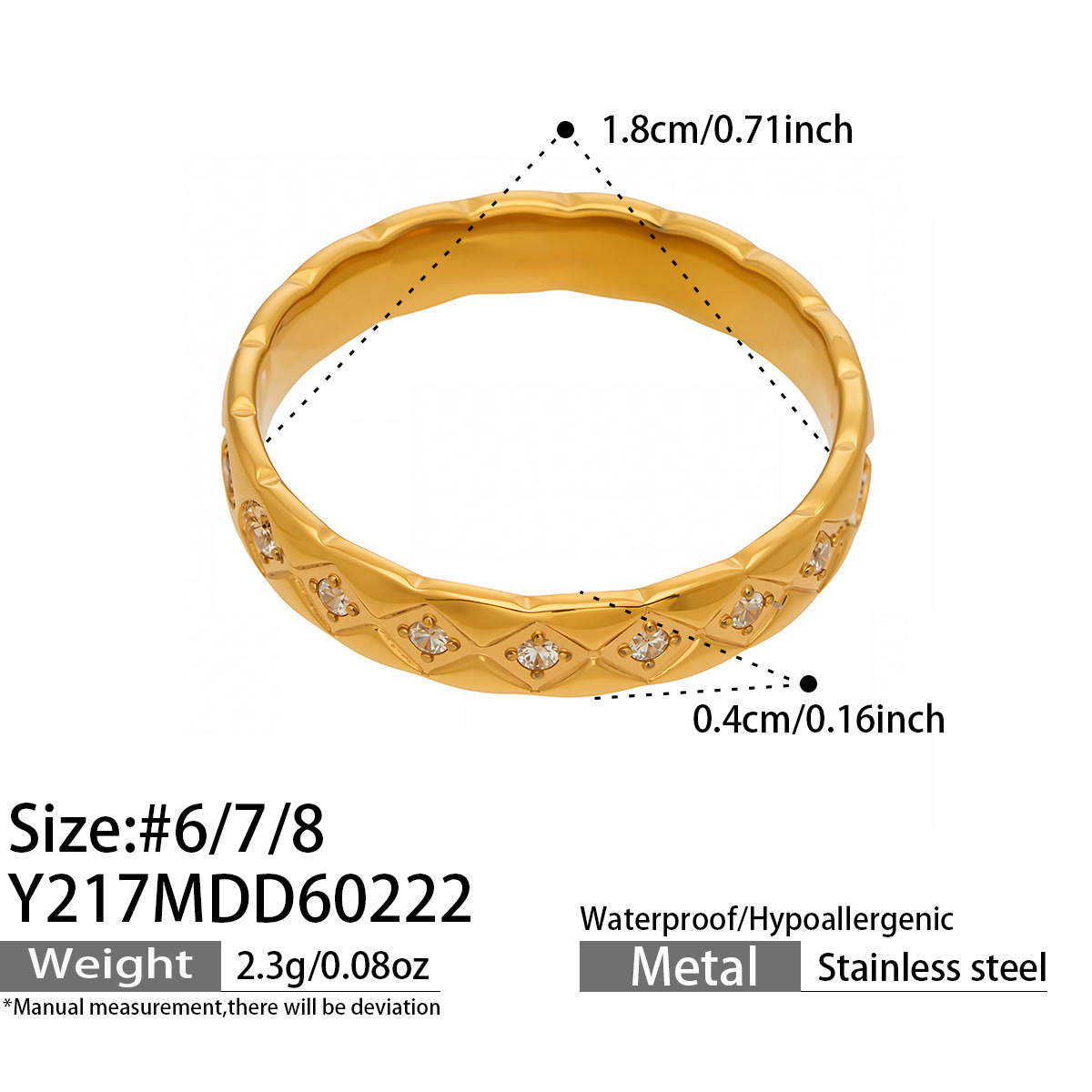 Zircon Cross V-shaped Ring Set