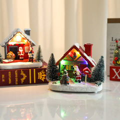Christmas glowing resin house ornament, hotel, shopping mall, home scene Christmas decoration, Christmas small gift