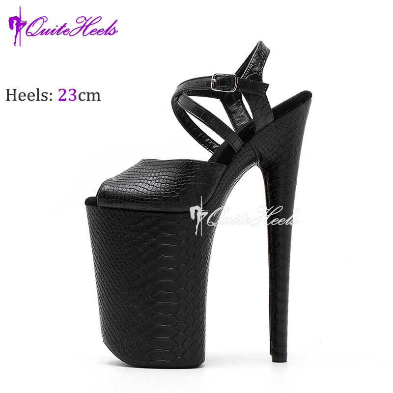 Giày cao gót múa cột họa tiết chéo, đế xuồng 23 cm — rượu vang đỏ, Trắng, Rắn đen, Các mặt hàng tùy chỉnh không được hoàn lại và không thể trao đổi chi tiết 5