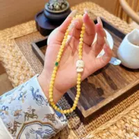 Xiaohongshu, аутентичный старый браслет из натурального пчелиного воска с круглыми бусинами, двухкруглый браслет из слоновой кости, браслет Тары, янтарь, женская модель