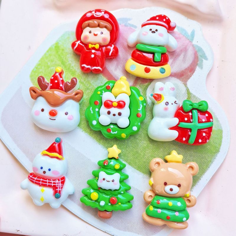 クリスマス新商品樹脂アクセサリー漫画クリームゴム携帯ケースクリスマス雪だるまヘラジカ冷蔵庫アクセサリー|undefined