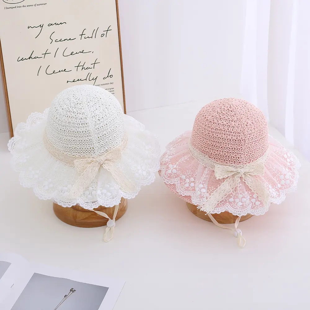 Sombrero para el sol para niñas Sombrero para el sol para niñas de estilo fino de verano Sombrero para el sol Sombrero de paja para niños de princesa de playa linda