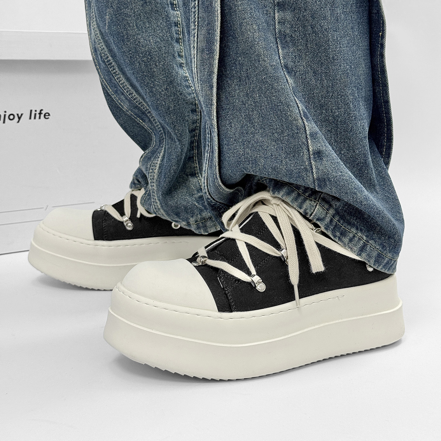 Ro Casual Shoes for Men and Women, Cowhide Sneakers, Street Style Thick Soles, Increased Height, Lightweight and Versatile, Spring, Summer, Autumn and Winter Retro Trendy Shoes