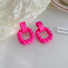 Square earrings, colorful spray paint with pigtail, silver needle, wholesale, silver 925 sample