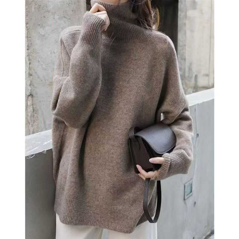 High-Neck Solid Color Sweater for Women, Fleece-Lined and Thickened, 2025 Autumn and Winter, Loose Fit, Casual Style, Knitted Base Layer Top High-Neck Solid Color Sweater for Women, Fleece-Lined and Thickened, 2025 Autumn and Winter, Loose Fit, Casual Style, Knitted Base Layer Top