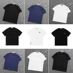 High Quality Correct Version Prada SS26 New Summer Short Sleeve Crewneck T-Shirt Triangle Logo Letter Casual Loose Unisex