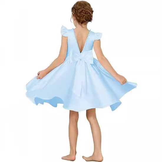 Elegantes Mädchenchorkleid – Satin-Kurzarmkleid für Klavierkonzerte und Geburtstagsfeiern (80-160 cm, 6 Farben)_voghion.com