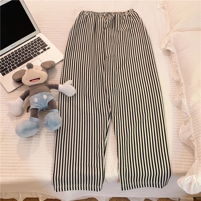 Pantalones de dibujos animados lindos pantalones de pijama elásticos de cintura estudiantil en casa pantalones largos de primavera y otoño de verano para mujeres pantalones casuales