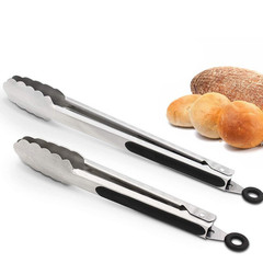 Kitchen utensils high-temperature resistant stainless steel food tongs non-slip bread self-service barbecue tongs silicone locking food tongs