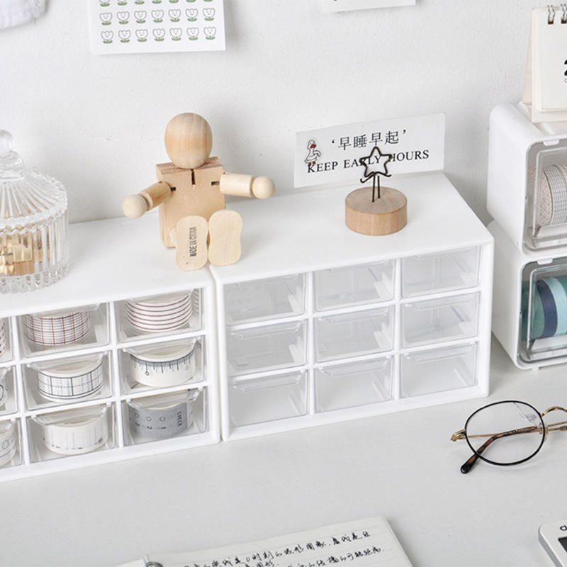 Chica Corazón en jiugongge cajón a prueba de polvo caja de almacenamiento papelería joyería jiugongge cosméticos almacenamiento estudiante