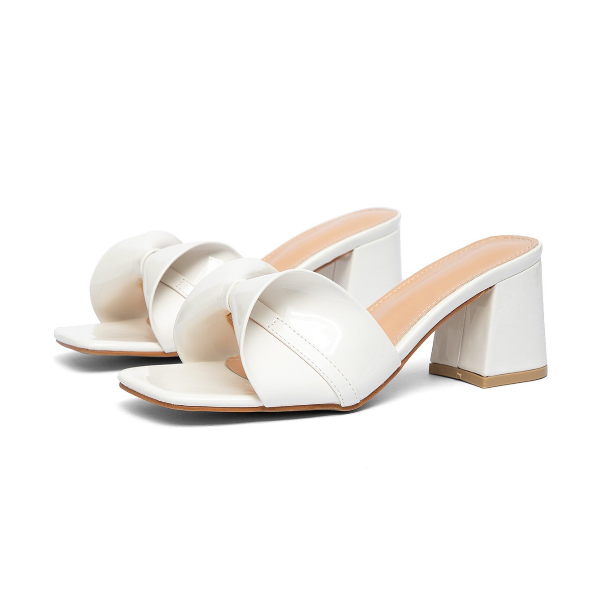 2026 Summer New Women's Slippers: Elegant Fairy Style With Bowknot And Pearls, Gentle Style, Chunky Heel, French Sandals_vogvips.com