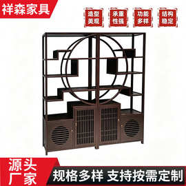 博古架中式客厅隔断置物架复古陈列柜实木茶叶展示架实木博古架