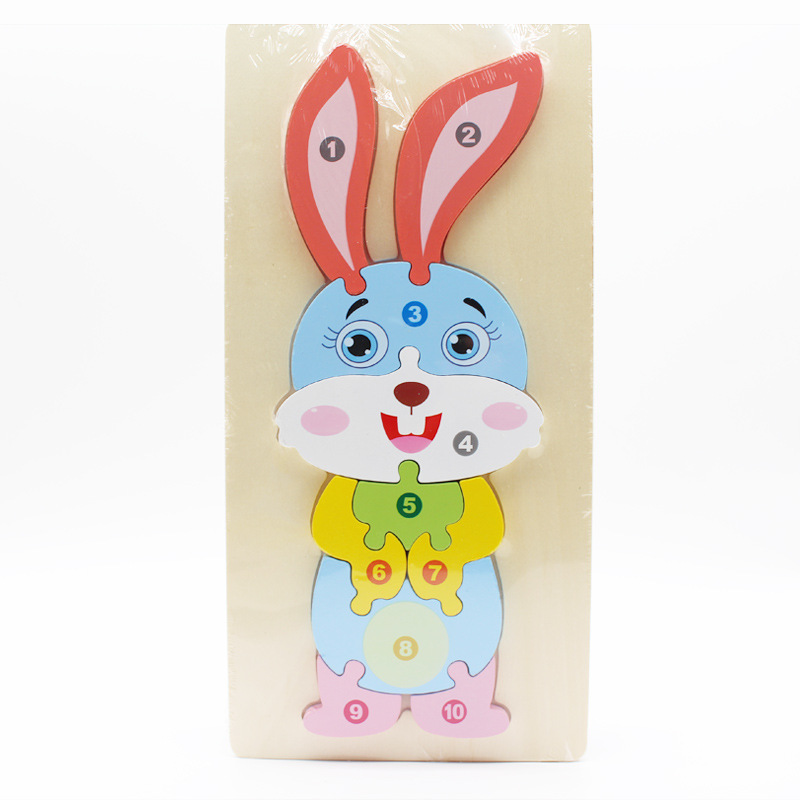 Rompecabezas tridimensional de madera 3D bloques de construcción rompecabezas de dinosaurio de juguete educación temprana animal piezas grandes de herramientas de transporte niños cognitivos