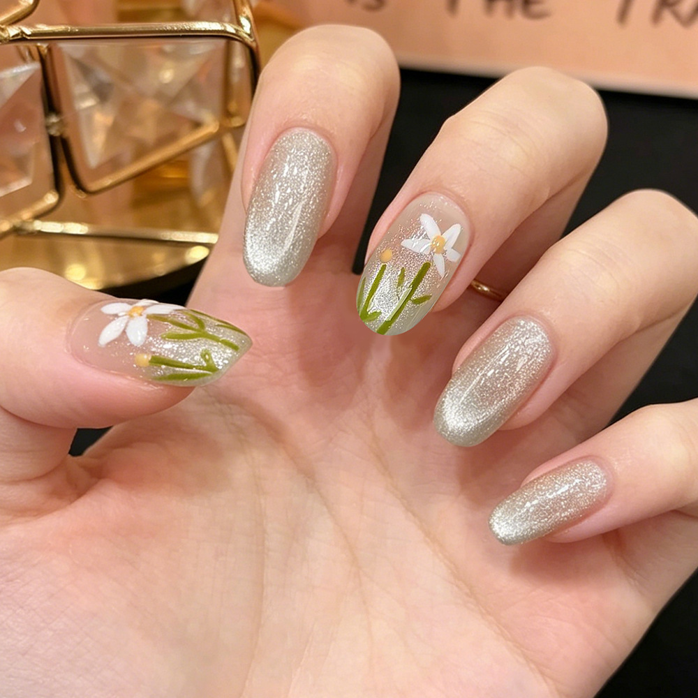Puramente deseoso de la luz, ojo de gato, 30 piezas de margarita fresca, manicura blanca, manijas falsas, libro rojo, lote mixto